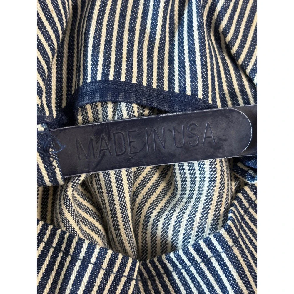Vintage OshKosh Bgosh Kids Engineer Hat Hickory Stripe Blue White Made in USA